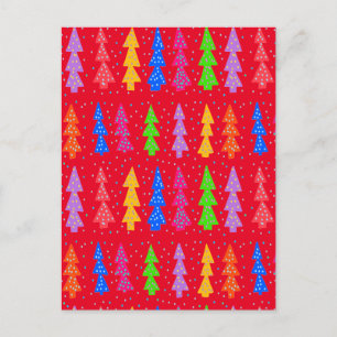 Red Christmas Tree Pop Art   Postcard