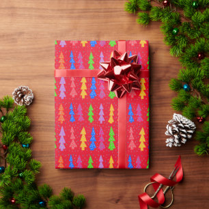 Red Christmas Tree Pop Art   Wrapping Paper