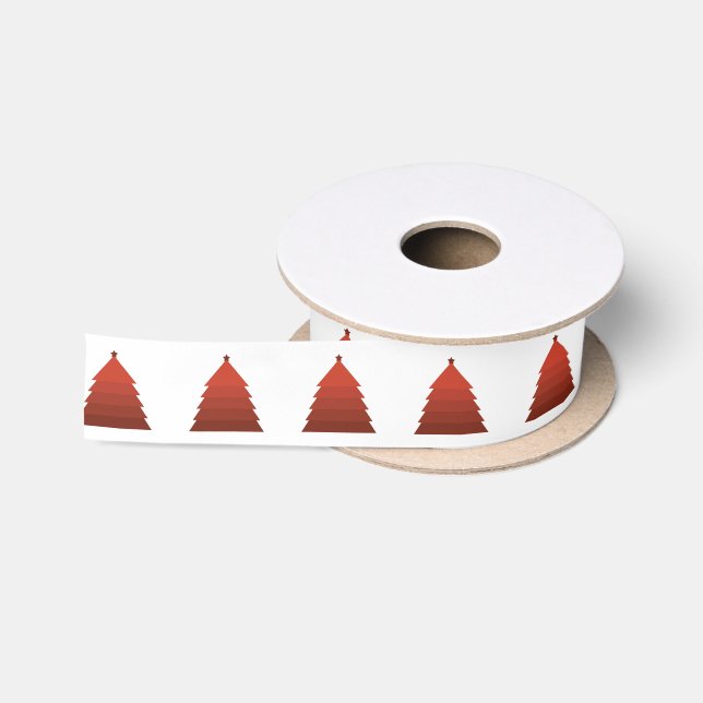 Red Christmas Tree Ribbon Satin Ribbon (Spool)