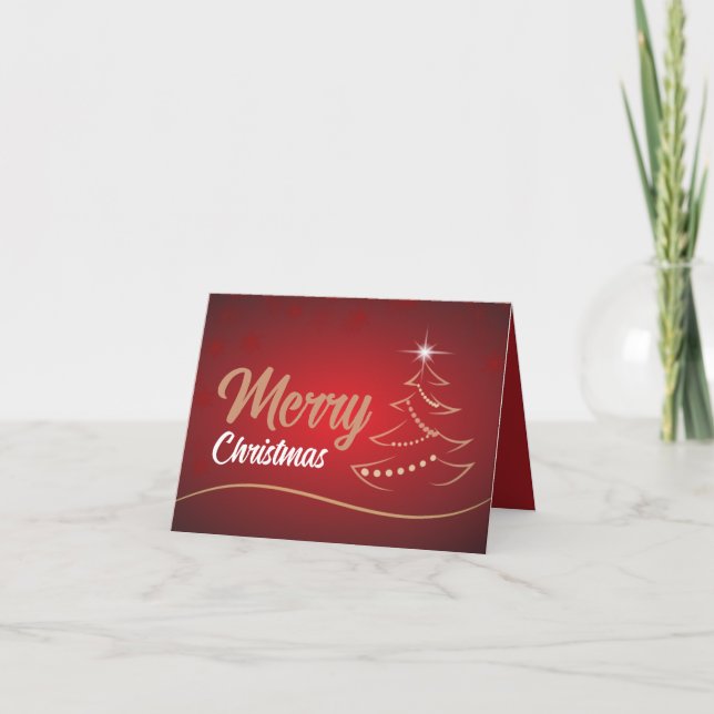 Red Christmas Tree, Seasonal Customer Thank You Card (Front)