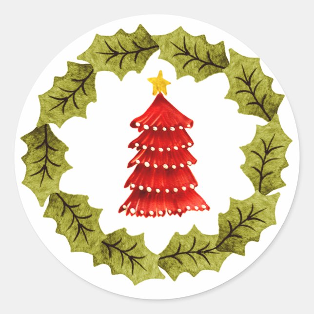 Red Christmas Tree Sticker (Front)