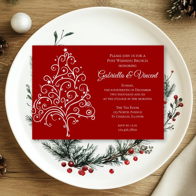 Red Christmas Tree Winter Post Wedding Brunch Invitation (Creator Uploaded)
