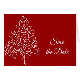 Red Christmas Tree Winter Wedding Save the Date