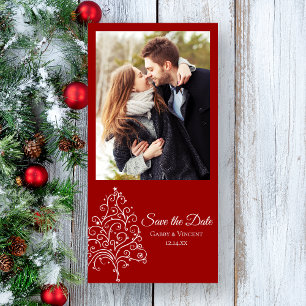 Red Christmas Tree Winter Wedding Save the Date