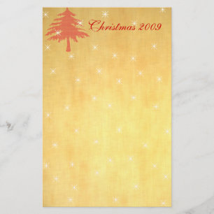 Red Christmas Tree with Stars Stationery