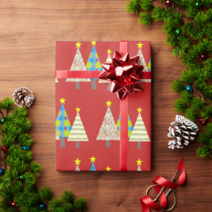 Red Christmas Trees Gift Wrapping Paper
