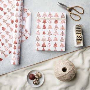 Red Christmas Trees Wrapping Paper