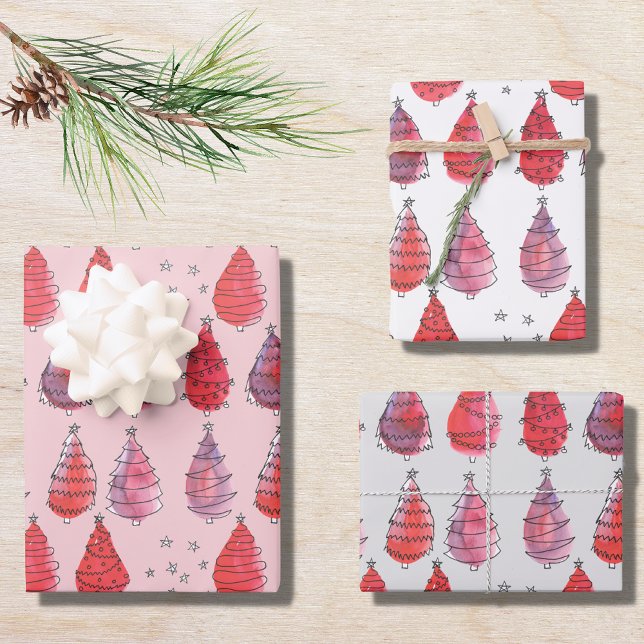 Red Christmas Trees Wrapping Paper Sheet (Creator Uploaded)