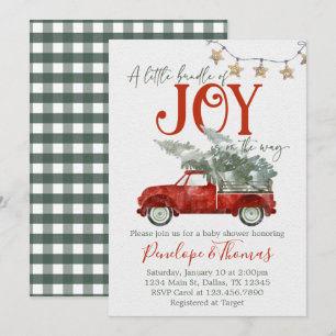 Red Christmas Truck Baby Shower Invitation Invite