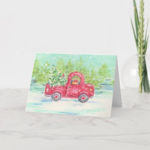 Red Christmas Truck Country Greeting Card