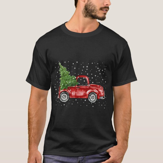 Red Christmas Truck Merry Christmas Vintage T-Shirt (Front)