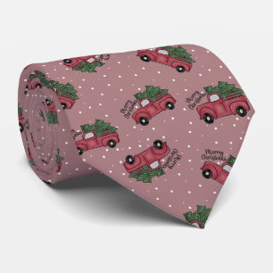Red Christmas Truck Pattern   Merry Christmas Tie