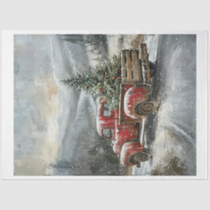 Red Christmas Truck Tissue Paper