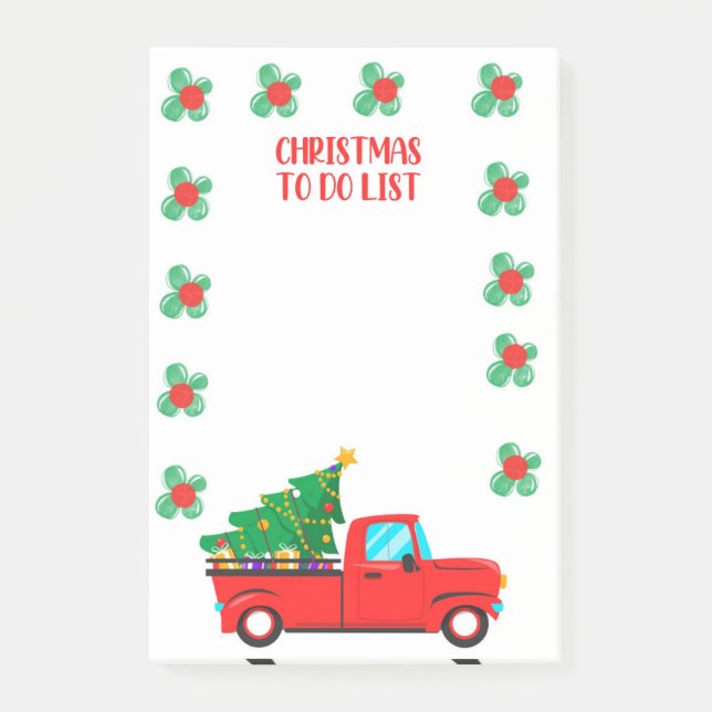 Red Christmas Truck To Do List Post-It Notes (Front)