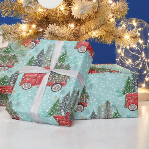 Red Christmas Truck Wrapping Paper