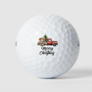 Red Christmas Trucks Merry Christmas Golf Balls