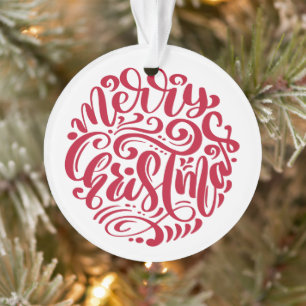 Red Christmas Typography Personalised Photo Ornament