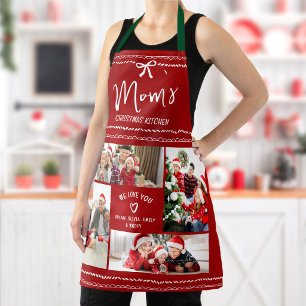 Red Christmas We Love You Mum Fun Doodles 4 Photo Apron