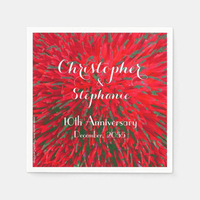 Red Christmas Wedding Anniversary Party Paper Napkin (Front)