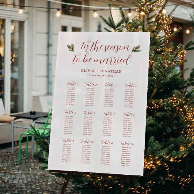 Red Christmas Wedding Seating Chart Acrylic Sign (Creator Uploaded)