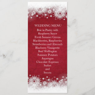 Red Christmas White Snowflakes Wedding Menu