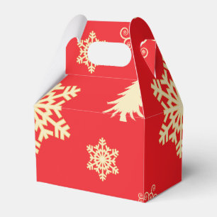Red Christmas with Cream Snowflakes Favour Box