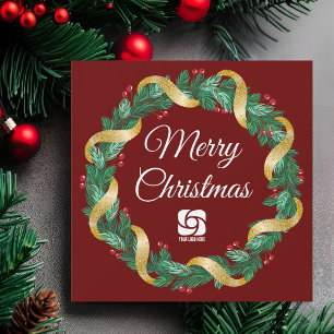 Red Christmas Wreath Custom Company Magnet Card