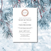 Red Christmas Wreath Initial Formal Black Wedding