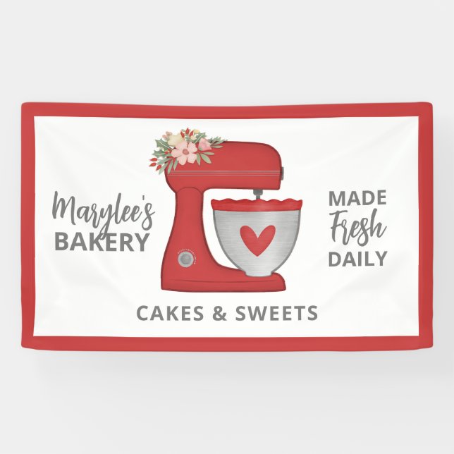 Red Christmtmas Bakery Business Pastry Chef Banner (Horizontal)