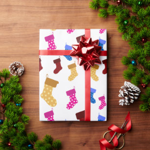 red chritmas happy day and Christmas stocking Wrapping Paper
