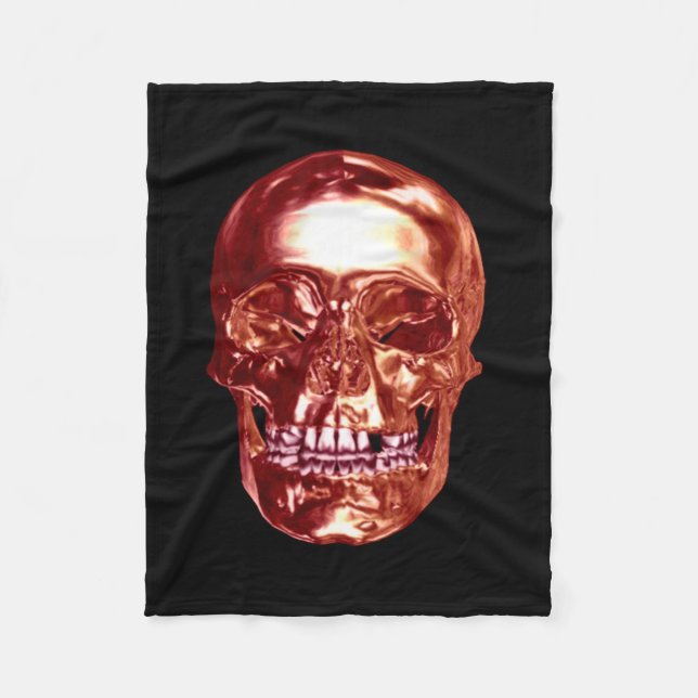 Red Chrome Skull Fleece Blanket (Front)