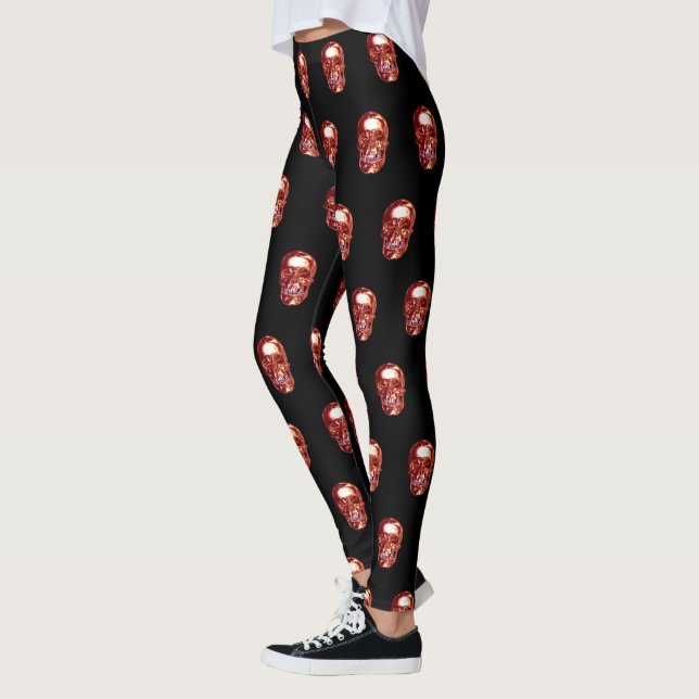 Red Chrome Skull Leggings (Left)