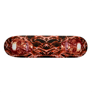 Red Chrome Skulls Skateboard