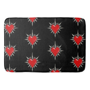 Red Chrome Spiked Heart Sigil Bath Mat
