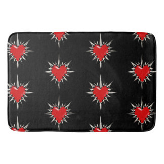 Red Chrome Spiked Heart Sigil Bath Mat