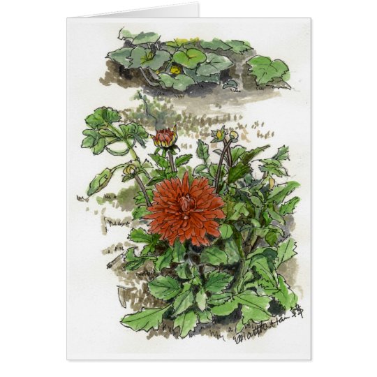 Red chrysanthemum card