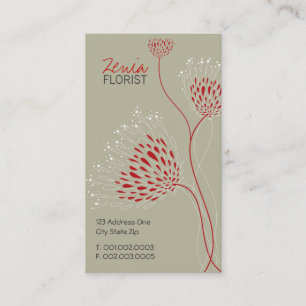 Red Chrysanthemum Flowers Elegant Chic Floral Business Card