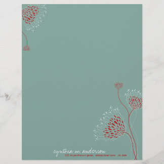 Red Chrysanthemum Flowers Elegant Chic Floral Letterhead
