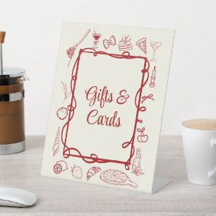 Red Ciao Miss Italian Bridal Shower Gifts & Cards Pedestal Sign