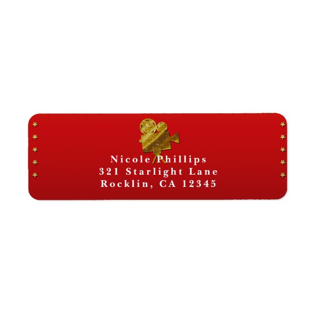 Red Cinema & Gold Stars Hollywood Party Invitation (Front)