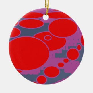 red circle and dark blue purple abstract art ceramic tree decoration