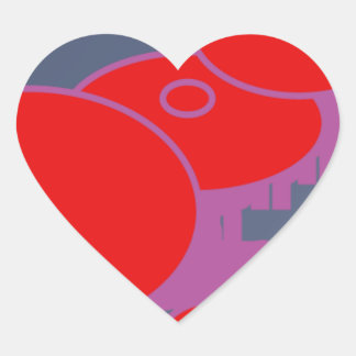 red circle and dark blue purple abstract art heart sticker