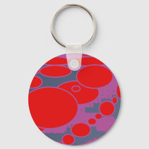 red circle and dark blue purple abstract art key ring