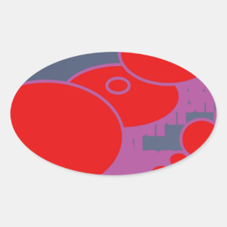 red circle and dark blue purple abstract art oval sticker