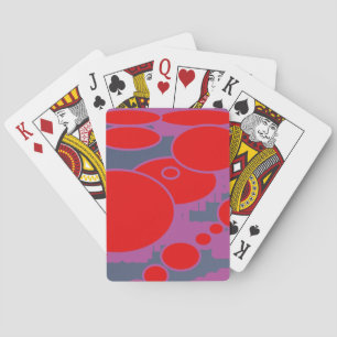 red circle and dark blue purple abstract art playing cards