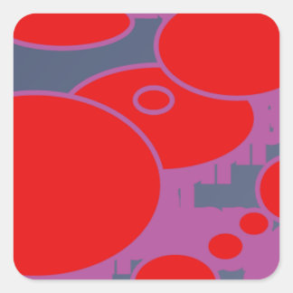 red circle and dark blue purple abstract art square sticker