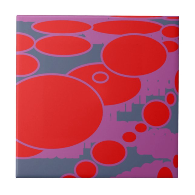red circle and dark blue purple abstract art tile (Front)
