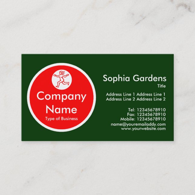 Red Circle - Dark Green Business Card (Front)