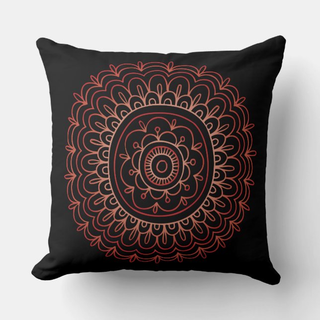 RED CIRCLE DESIGN Retro Throw Pillow (Front)