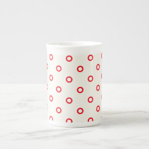 Red Circle Dot Retro Design Bone China Mug
